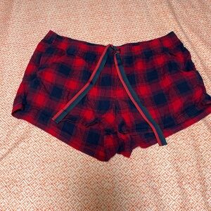 Aerie Red and Black Plaid Athletic Shorts